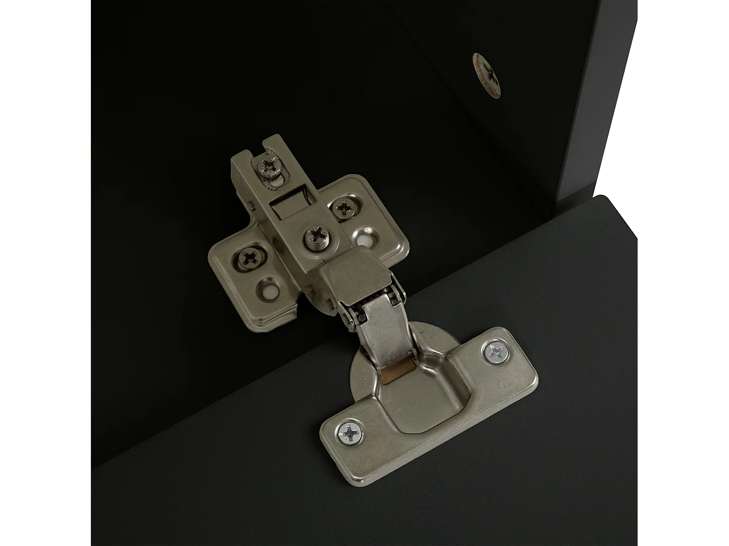 Appendiabiti nero con 6 ganci dorati e 3 ante - panca contenitore e 3 scomparti aperti