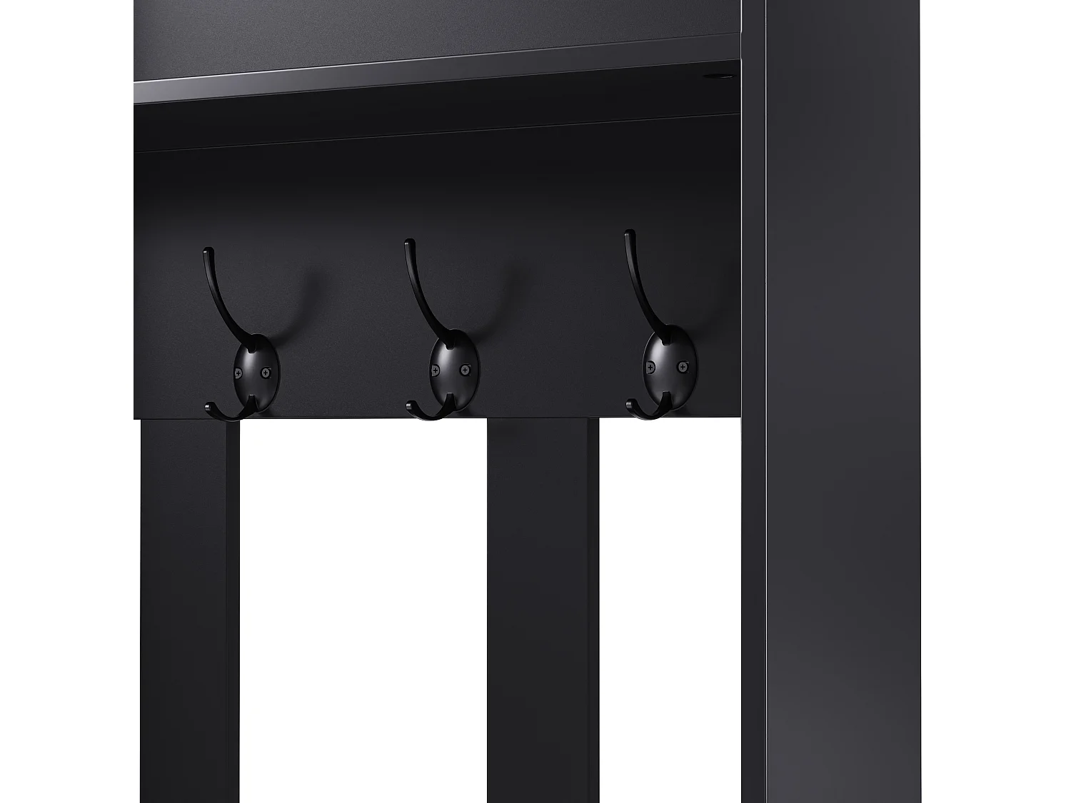 Armadietto con 2 cassetti e 1 anta - 4 ganci e panca portascarpe - nero