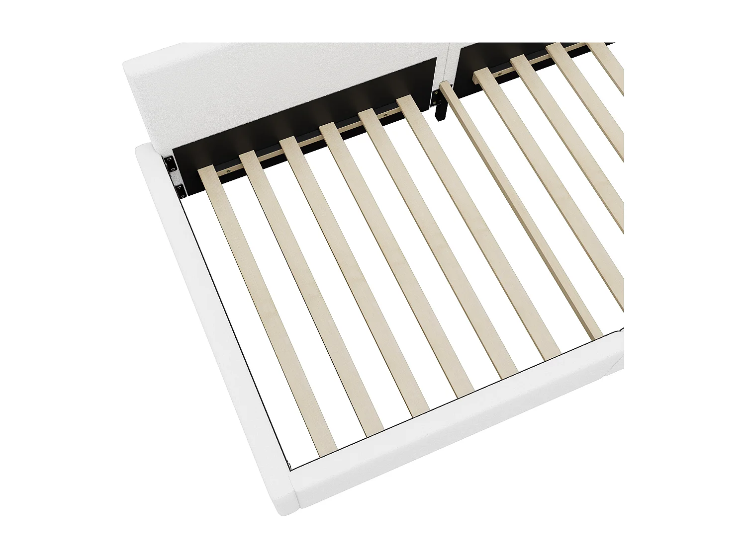 Łóżko dziecięce 90 x 200 cm - Łóżko młodzieżowe z oświetleniem LED i pilotem - biała imitacja kaszmiru