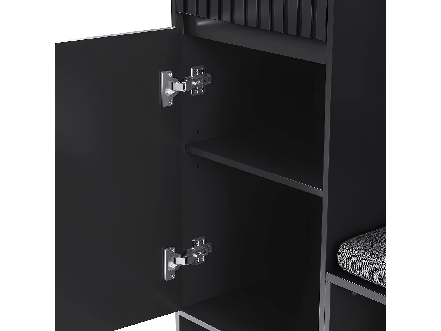 Vestiaire avec 2 portes et 1 tiroir - 4 crochets et 5 compartiments ouverts - noir