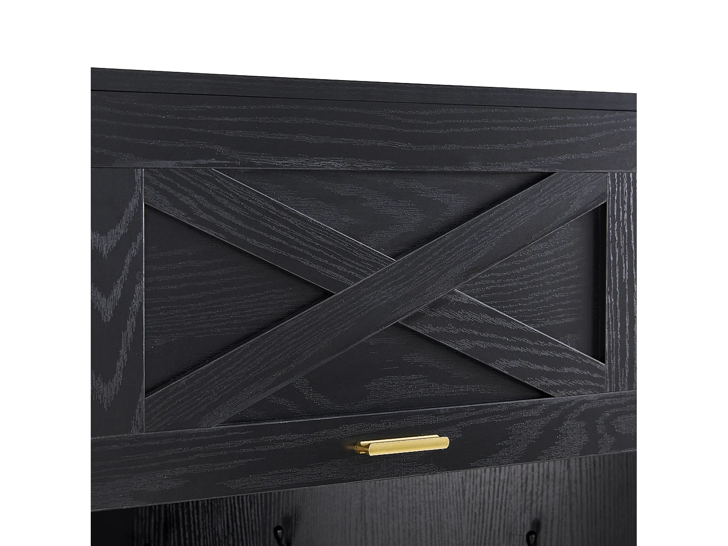 Vestiaire noir - Porte manteau avec 4 crochets et 1 porte - pour couloir