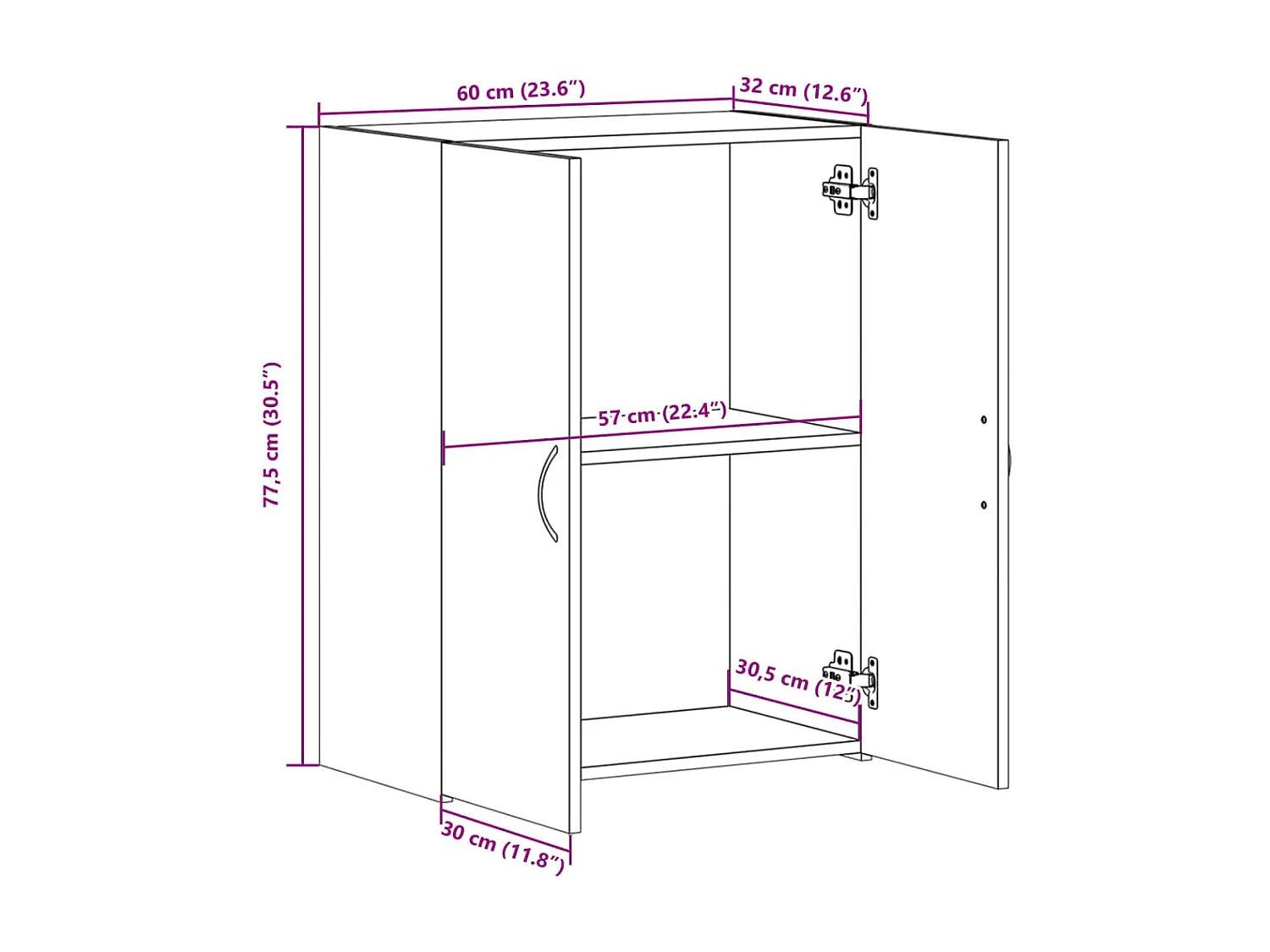 Meuble de bureau armoire bois beige 60 x 32 x 77.5 cm DEC024478