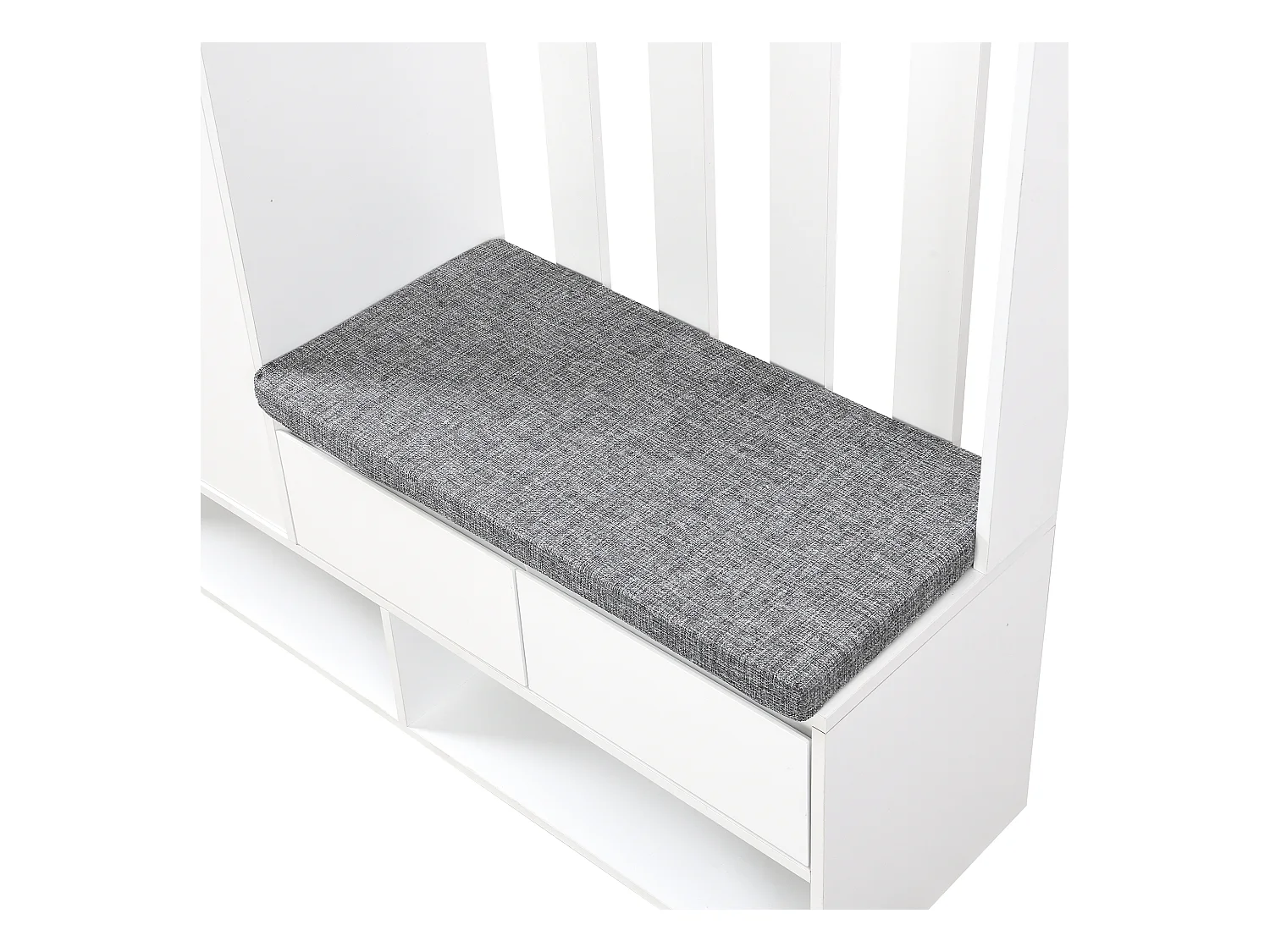 Vestiaire blanc - Porte manteau avec 3 tiroirs et 1 porte - 4 crochets et 3 compartiments ouverts