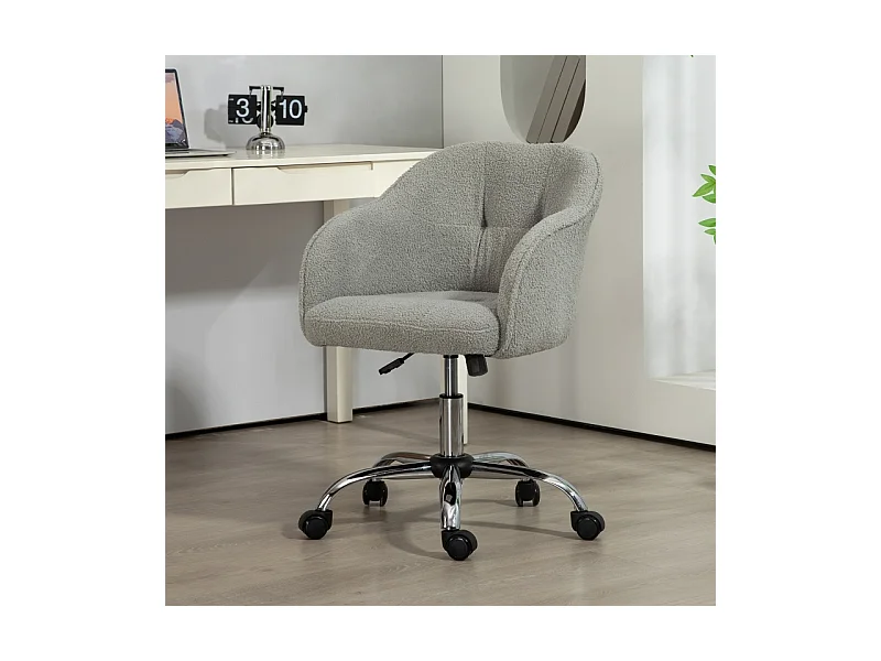 Silla de oficina gris - Silla de escritorio con función de balanceo y altura ajustable - para dormitorio y oficina
