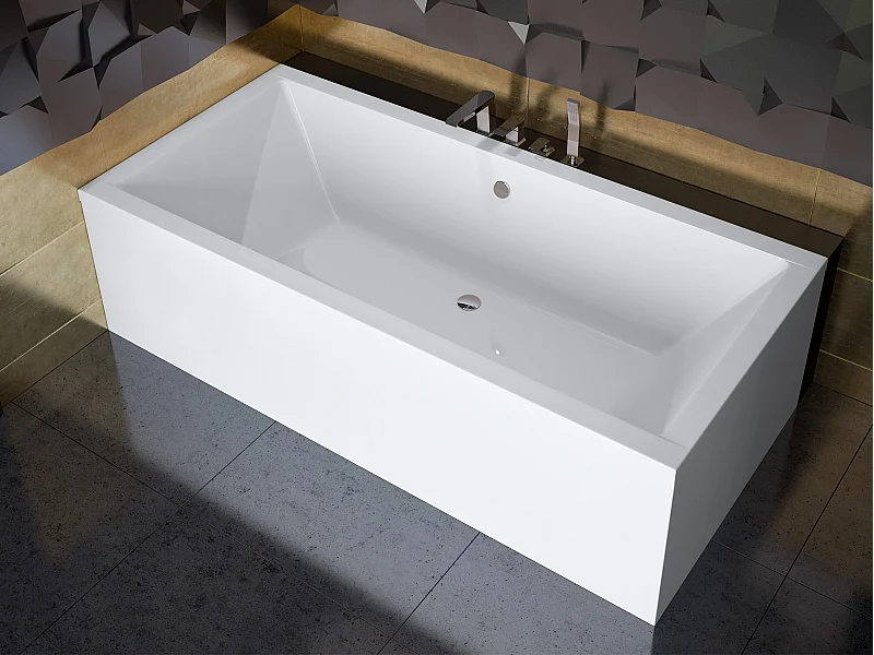 Badewanne Rechteck QUADRO 180x80 mit AcrylSchürze | Ablauf & Füße GRATIS !