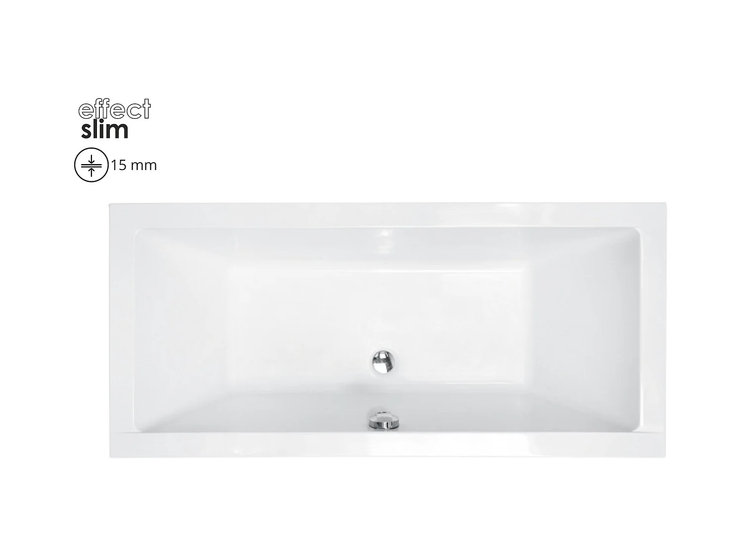 Baignoire rectangulaire 180x80 QUADRO SLIM acrylique blanc + Habillage en polystyrène + Pieds + Vidage à chromé