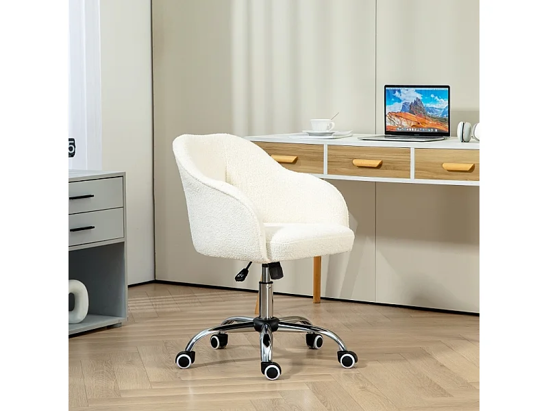 Silla de oficina blanca - Silla de escritorio con función de balanceo y altura ajustable - para dormitorio y oficina