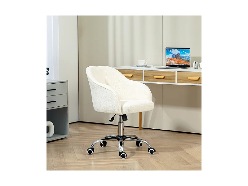 Silla de oficina blanca - Silla de escritorio con función de balanceo y altura ajustable - para dormitorio y oficina