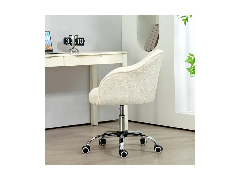 Silla de oficina blanca - Silla de escritorio con función de balanceo y altura ajustable - para dormitorio y oficina