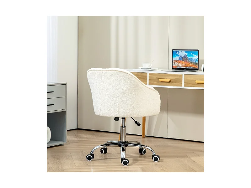 Silla de oficina blanca - Silla de escritorio con función de balanceo y altura ajustable - para dormitorio y oficina