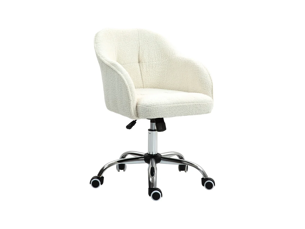 Silla de oficina blanca - Silla de escritorio con función de balanceo y altura ajustable - para dormitorio y oficina