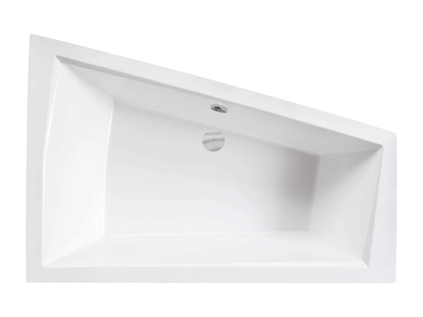 Baignoire asymétrique 180x125 Droite INTIMA acrylique blanc, sans Habillage + Pieds + Vidage à chromé
