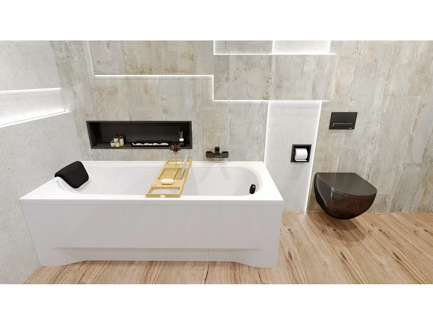 Badewanne Rechteck BONA 140x70 + Bambus Badewannenablage + Kopfstütze KODI | Ablauf & Füße GRATIS !