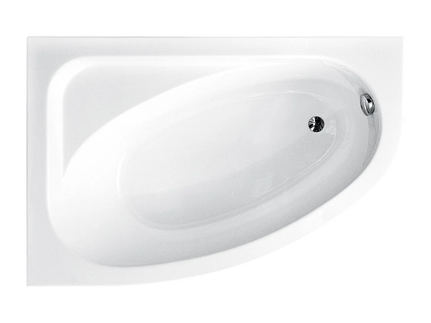 Baignoire asymétrique 140x80 Gauche CORNEA acrylique blanc + avec Tablier + Pieds + Vidage à chromé