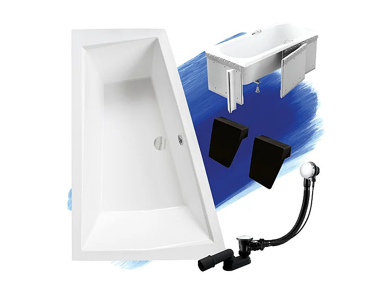 Hoekbad INTIMA 180x125 links met piepschuim bekleding en 2x hoofdsteunen | Afvoer &amp; voeten GRATIS!
