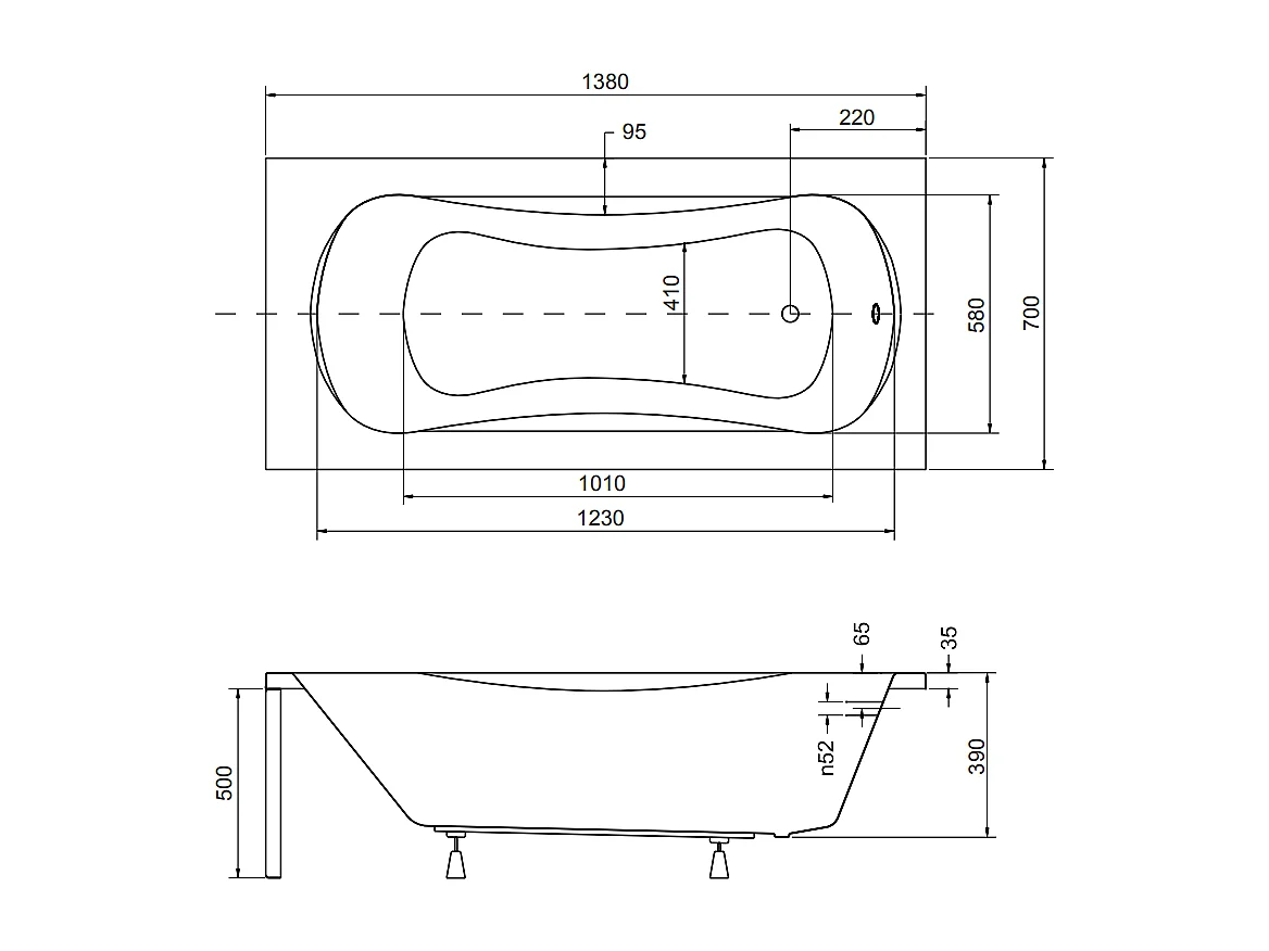 Badewanne Rechteck ARIA PLUS 140x70 | Ablauf & Füße GRATIS !