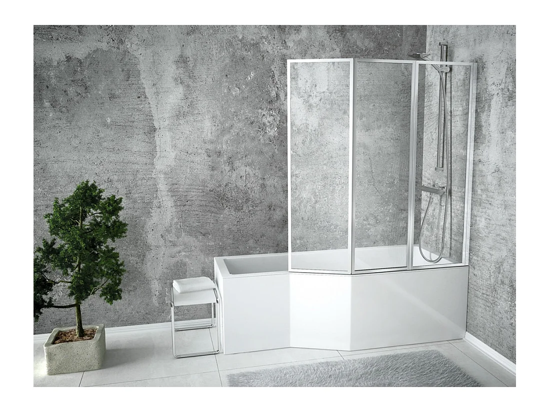 Badewanne Eckwanne INTEGRA 170x75 Rechts mit Styroporverkleidung und Glasabtrennung 3-teilig | Ablauf & Füße GRATIS !