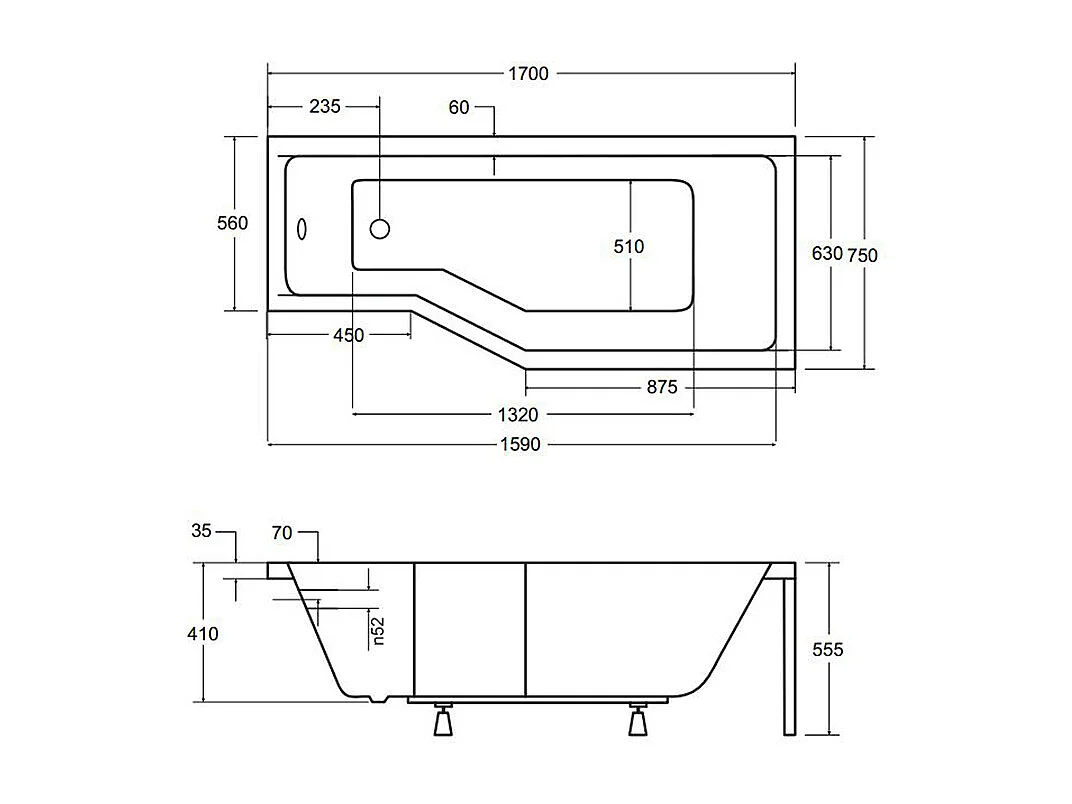 Badewanne Eckwanne INTEGRA 170x75 Rechts mit Styroporverkleidung und Glasabtrennung 3-teilig | Ablauf & Füße GRATIS !