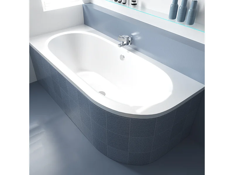 Badewanne Eckwanne AVITA 180x80 Links mit Styroporverkleidung | Ablauf & Füße GRATIS !