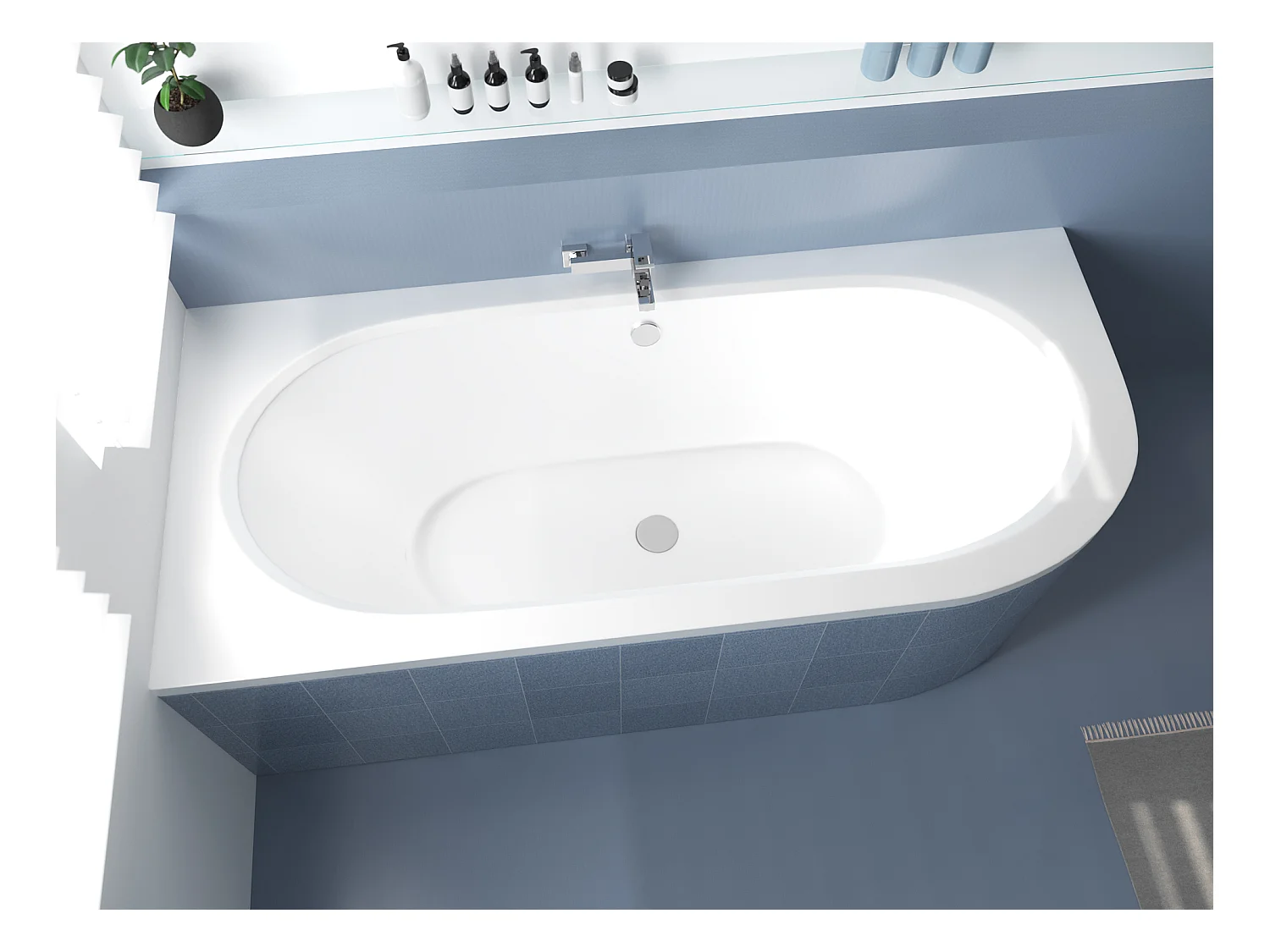 Badewanne Eckwanne AVITA 180x80 Links mit Styroporverkleidung | Ablauf & Füße GRATIS !