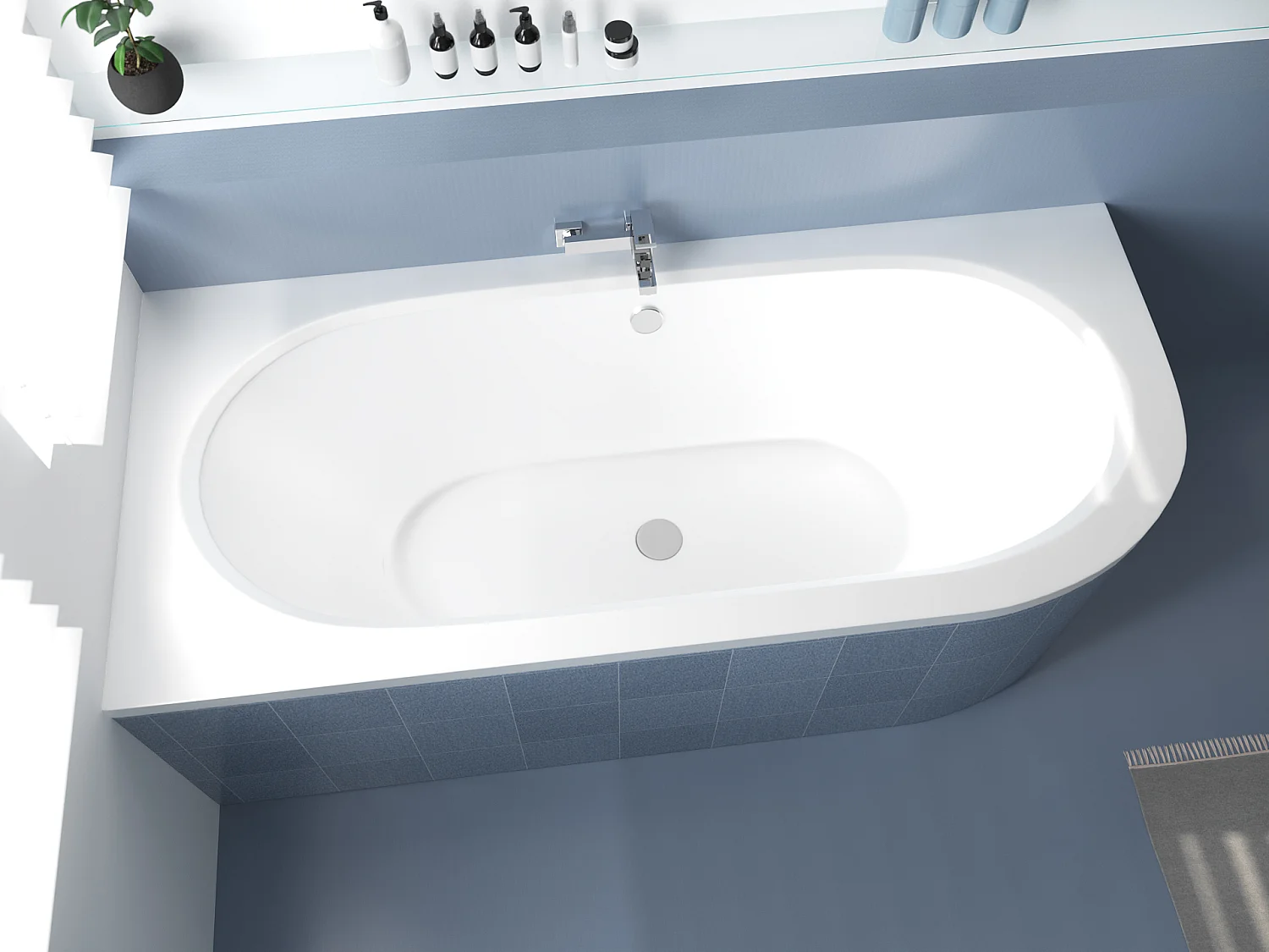 Badewanne Eckwanne AVITA 180x80 Links mit Styroporverkleidung | Ablauf & Füße GRATIS !