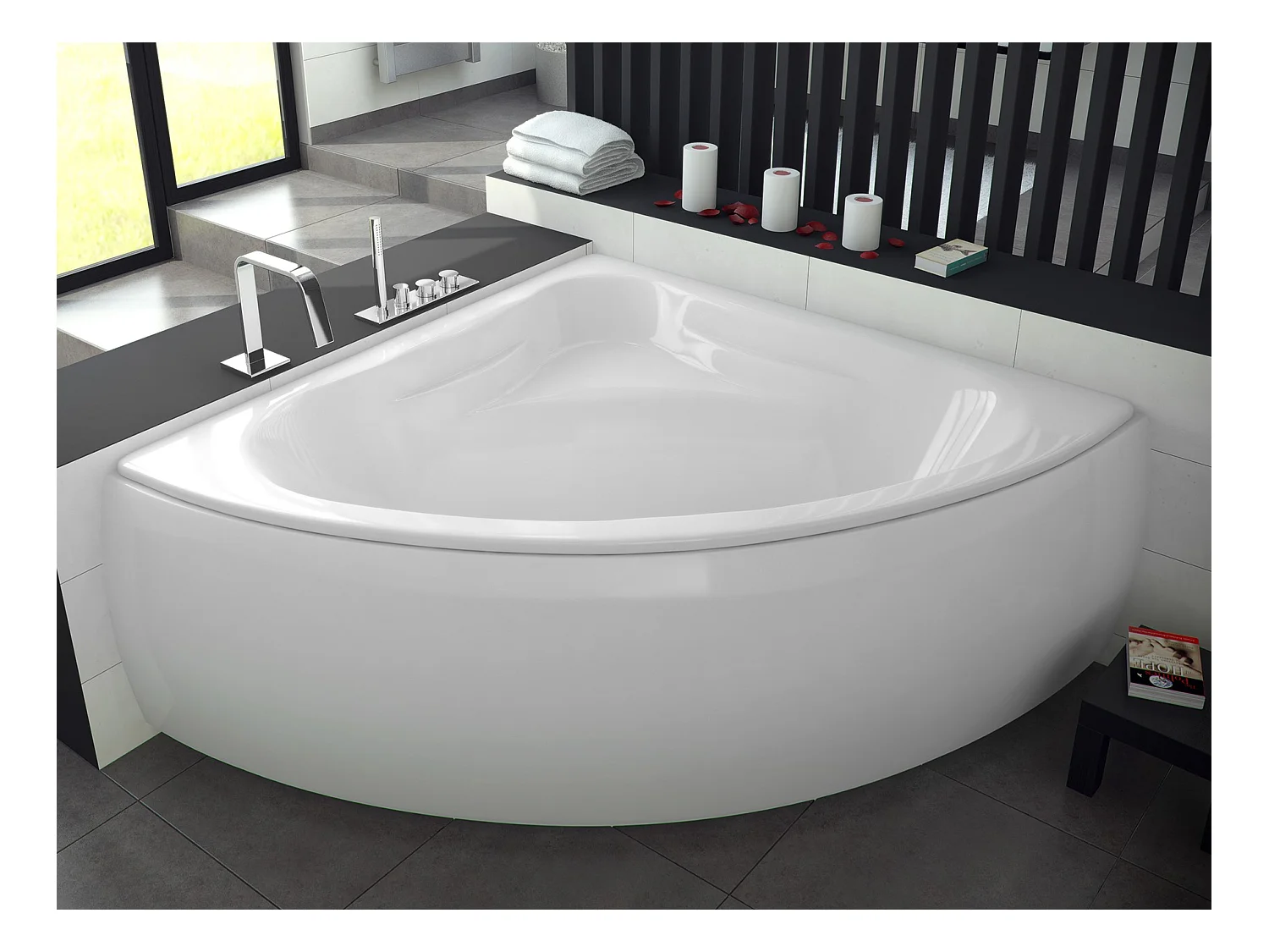 Badewanne Eckwanne MIA 120x120 mit AcrylSchürze | Ablauf & Füße GRATIS !