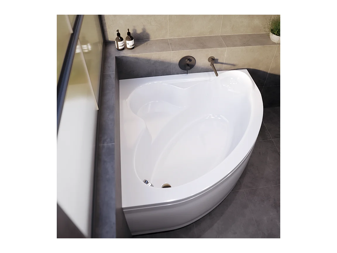 Badewanne Eckwanne MIA 120x120 mit AcrylSchürze | Ablauf & Füße GRATIS !