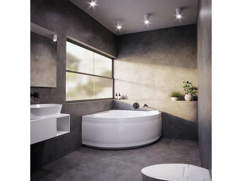 Badewanne Eckwanne MIA 120x120 mit AcrylSchürze | Ablauf & Füße GRATIS !