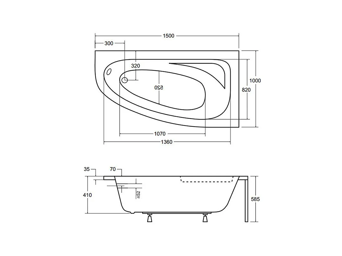 Badewanne Eckwanne CORNEA 150x100 Rechts mit Styroporverkleidung | Ablauf & Füße GRATIS !