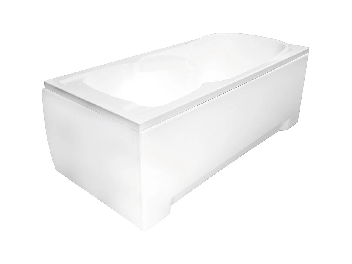 Baignoire rectangulaire 150x70 MAJKA acrylique blanc + avec Tablier + Pieds + Vidage à chromé