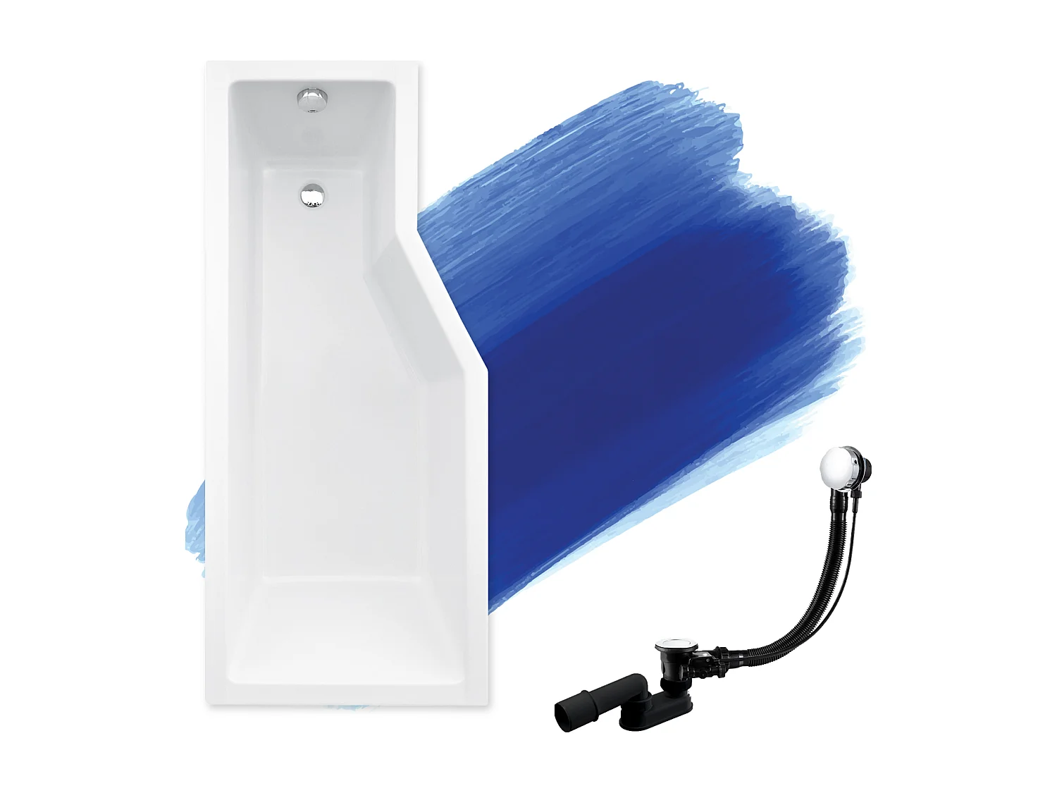 Hoekbad INTEGRA 170x75 links met glazen afscheiding 3-delig | Afvoer &amp; poten GRATIS!