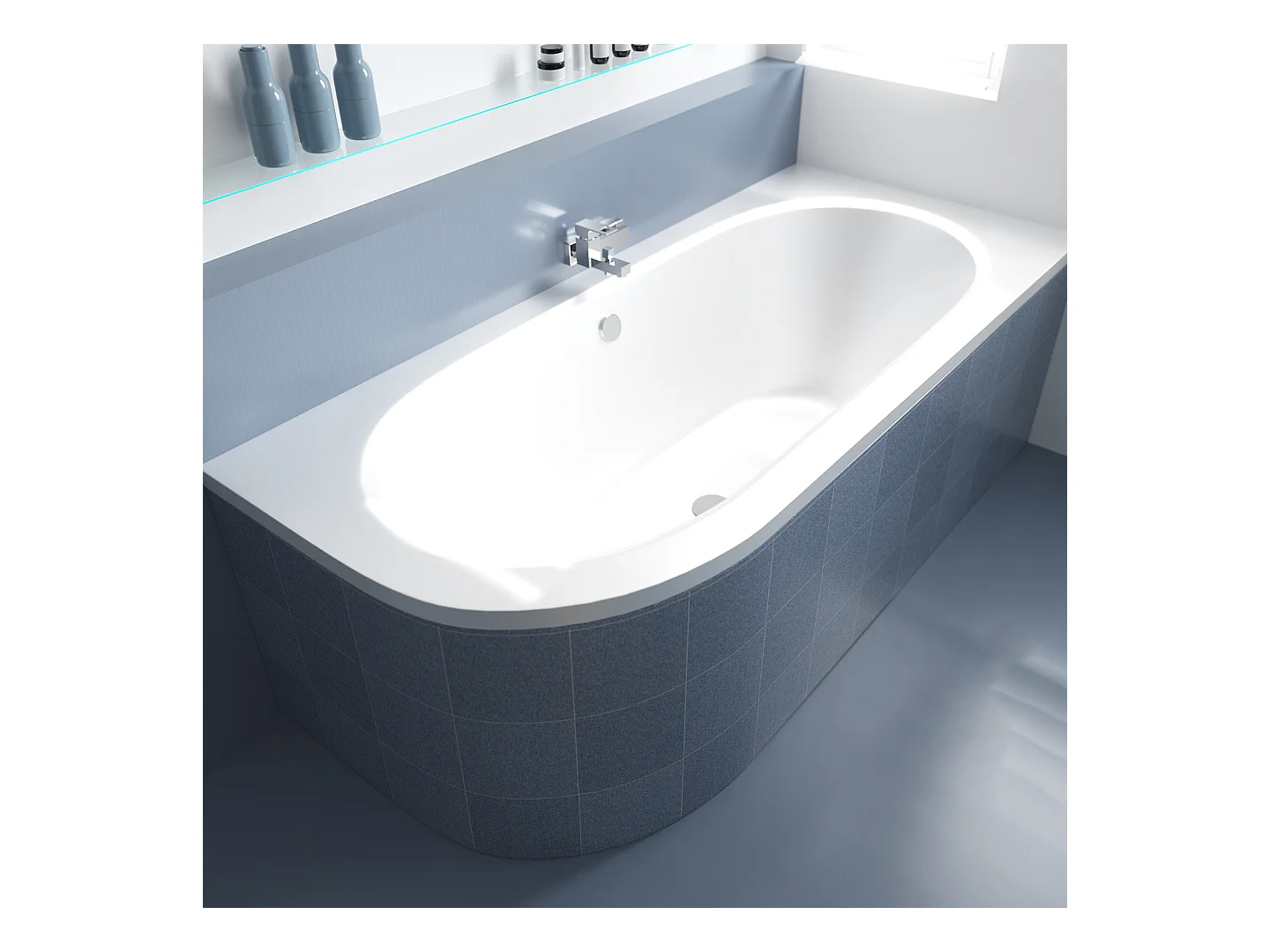 Badewanne Eckwanne AVITA 180x80 Rechts mit Styroporverkleidung | Ablauf & Füße GRATIS !