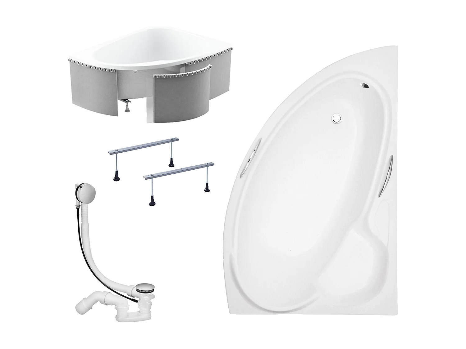 Badewanne Eckwanne BIANKA 150x95 Rechts mit Styroporverkleidung | Ablauf & Füße GRATIS !