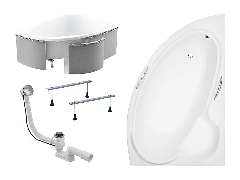 Badewanne Eckwanne BIANKA 150x95 Rechts mit Styroporverkleidung | Ablauf & Füße GRATIS !