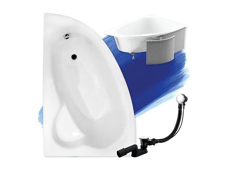 Badewanne Eckwanne NATALIA 150x100 Links mit Styroporverkleidung | Ablauf & Füße GRATIS !