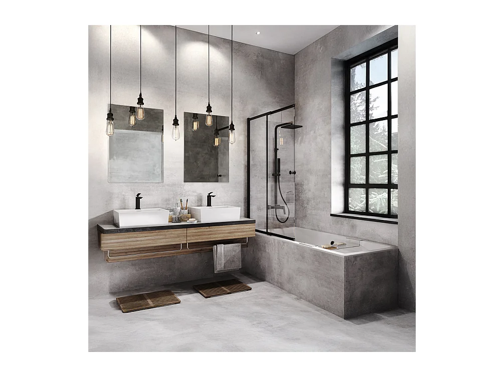 Baignoire rectangulaire 155x70 QUADRO SLIM acrylique blanc + Habillage en polystyrène + Pieds + Vidage à chromé