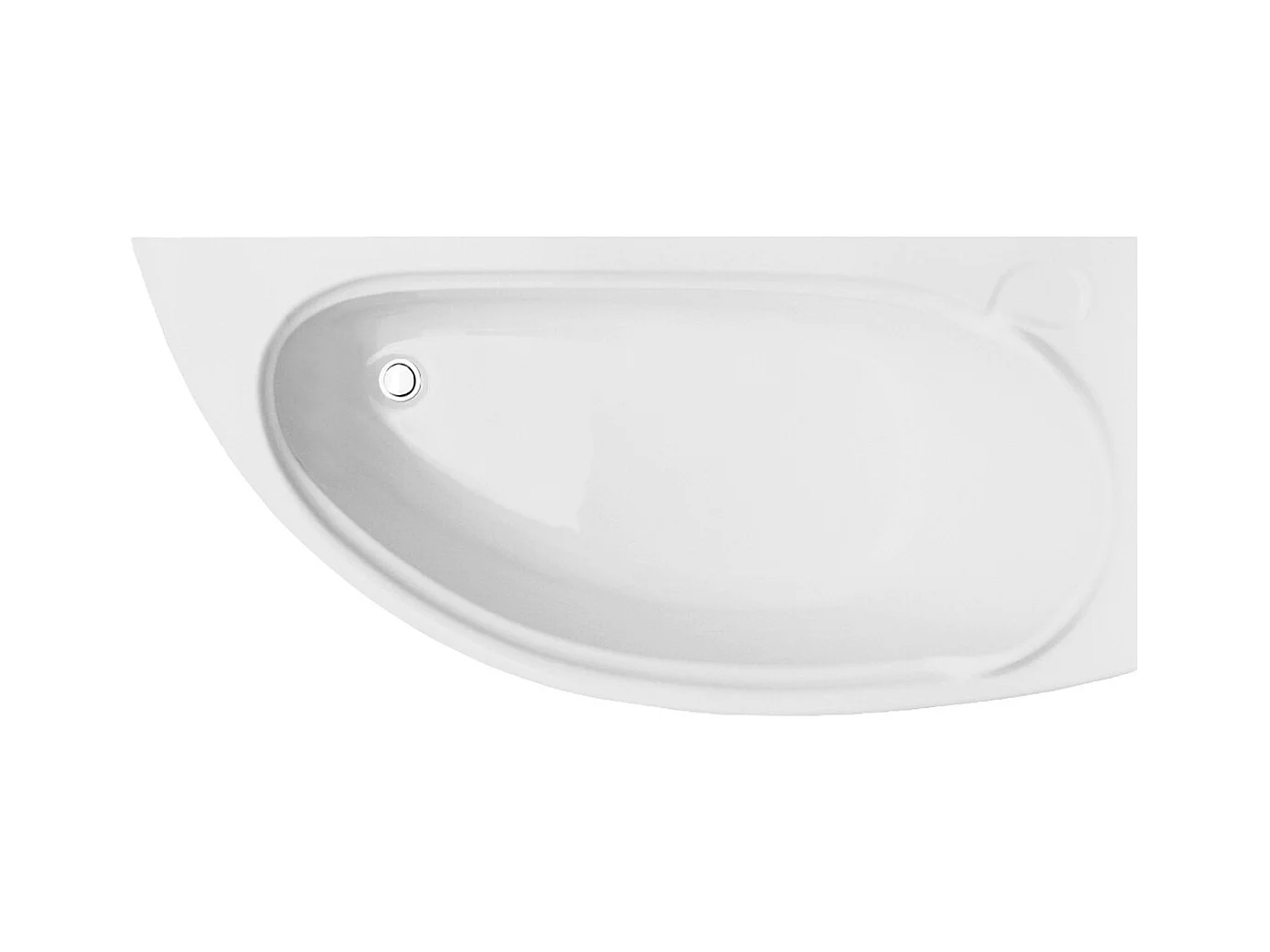 Baignoire asymétrique 150x70 Droite MINI acrylique blanc + avec Tablier + Pieds + Vidage à chromé