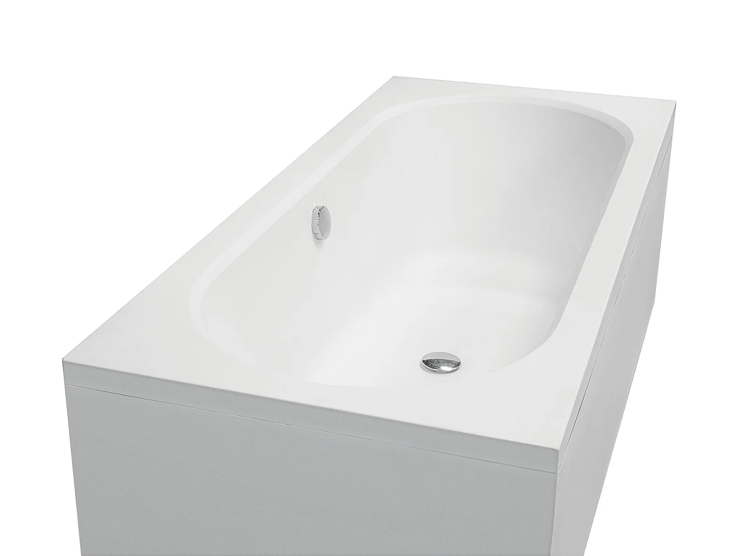 Baignoire rectangulaire 180x80 VITAE acrylique blanc + avec Tablier + Pieds + Vidage à chromé