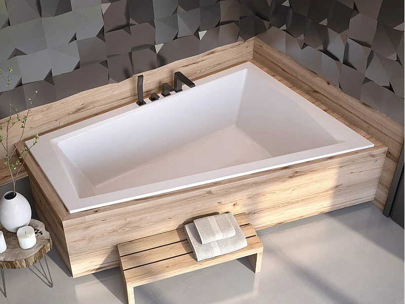 Hoekbad INTIMA SLIM 180x125 rechts met piepschuim bekleding | Afvoer &amp; voeten GRATIS!