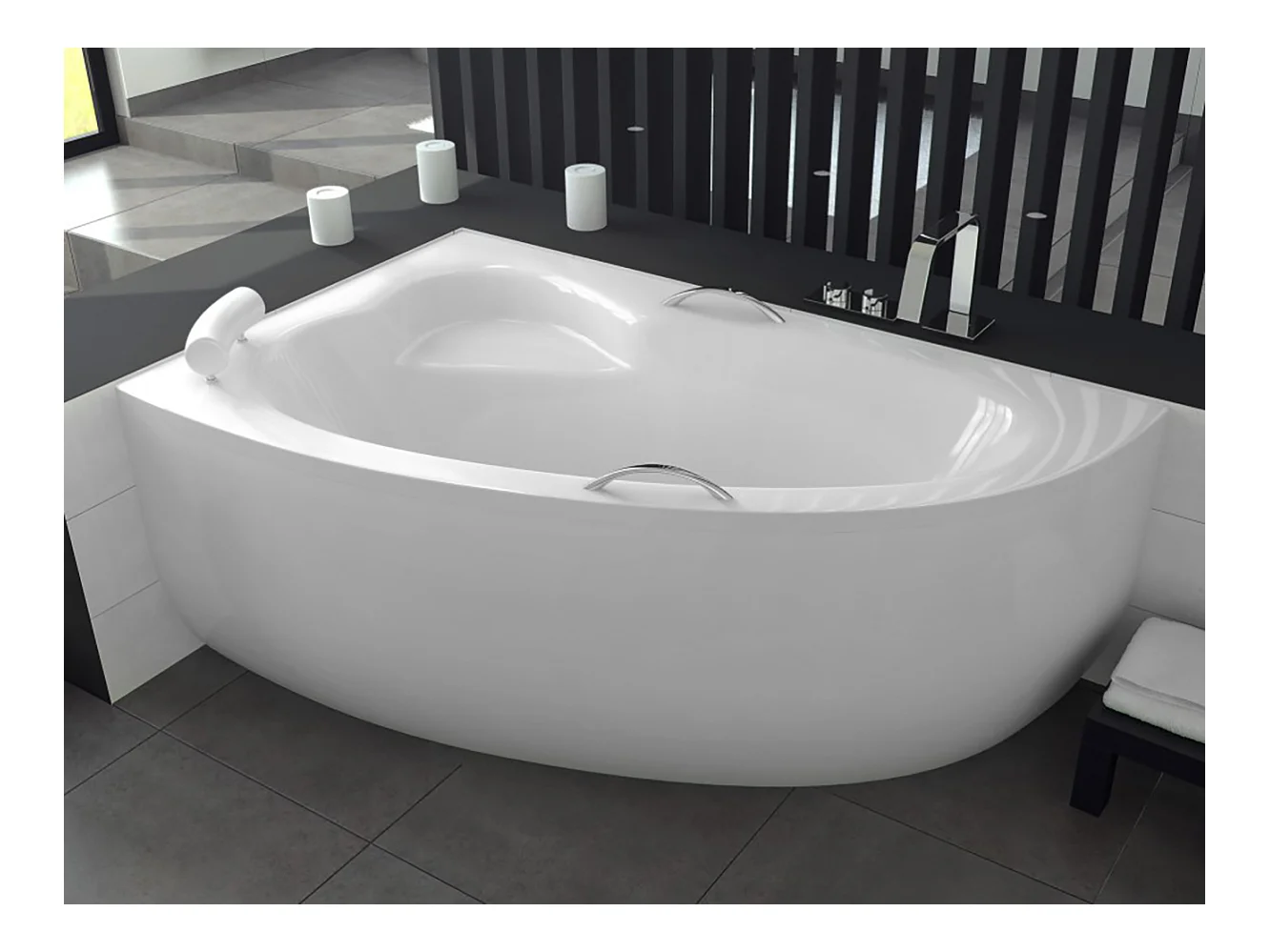 Hoekbad NATALIA PREMIUM 150x100 rechts met piepschuim bekleding | Afvoer & poten GRATIS!