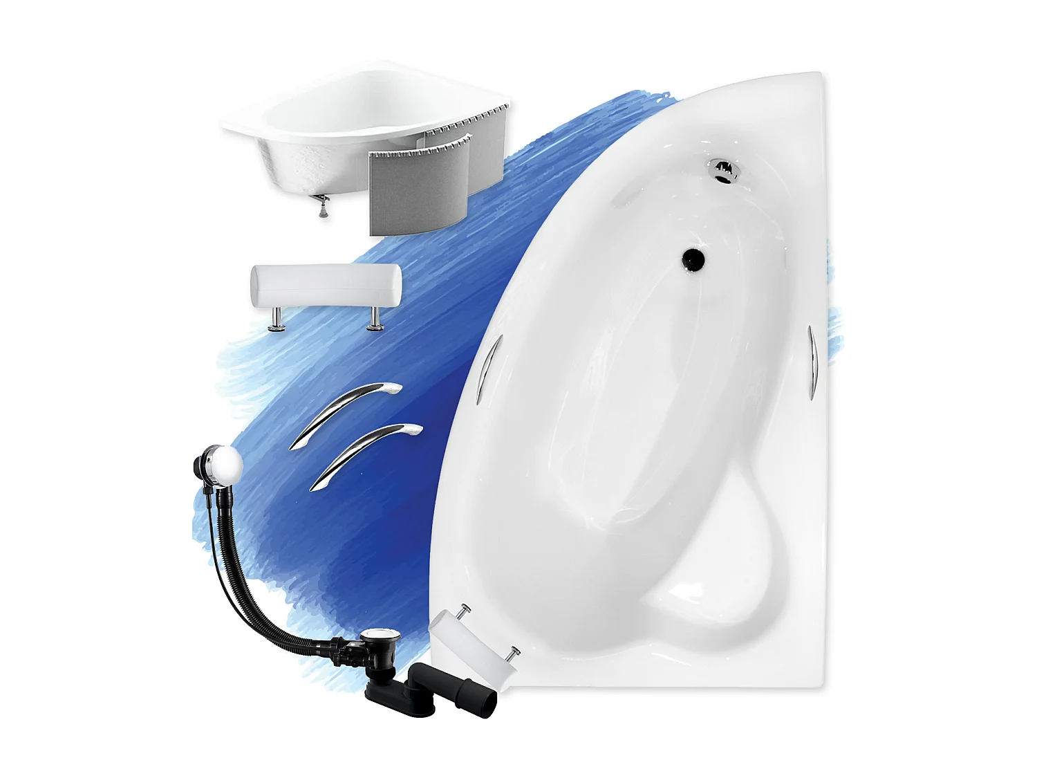 Badewanne Eckwanne NATALIA PREMIUM 150x100 Rechts mit Styroporverkleidung | Ablauf & Füße GRATIS !