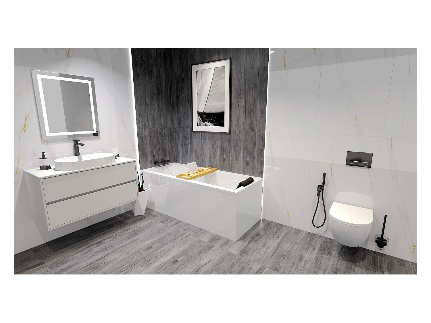 Badewanne Rechteck MODERN 180x80  + Kopfstütze KODI + Bambus Badewannenablage | Ablauf & Füße GRATIS !