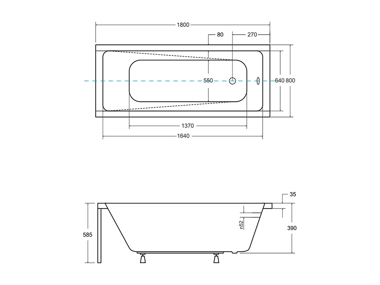 Badewanne Rechteck MODERN 180x80 mit AcrylSchürze | Ablauf & Füße GRATIS !