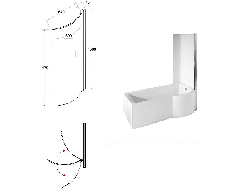 Badewanne Rechteck INSPIRO 150x70 Rechts mit AcrylSchürze | Ablauf & Füße GRATIS !