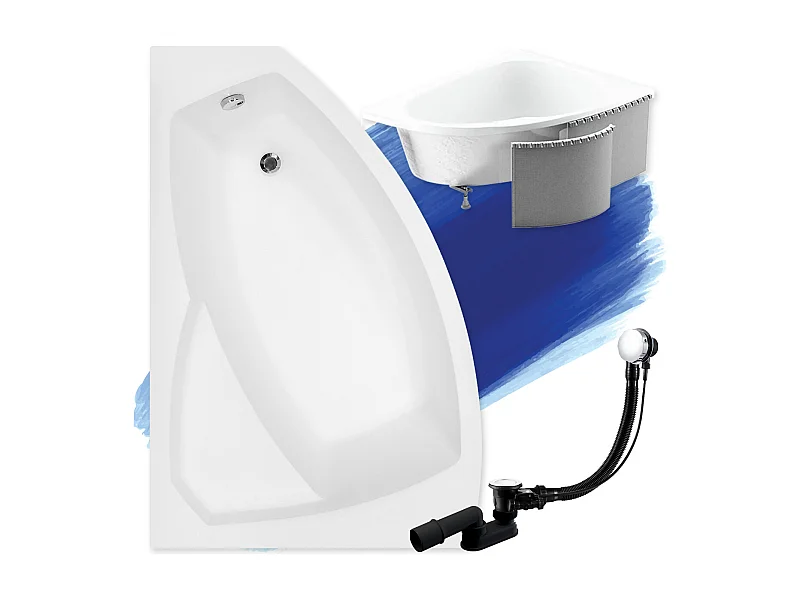 Badewanne Eckwanne RIMA 170x110 Links mit Styroporverkleidung | Ablauf & Füße GRATIS !