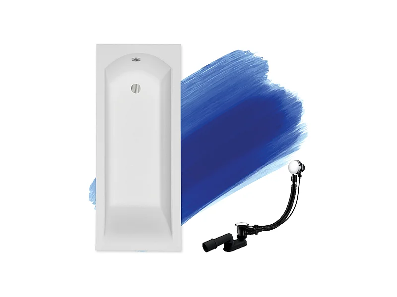 Baignoire rectangulaire 170x70 SHEA acrylique blanc, sans Habillage + Pieds + Vidage à chromé