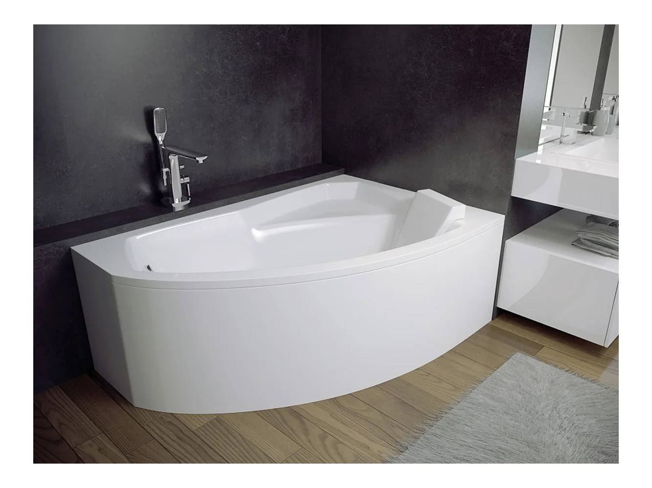 Badewanne Eckwanne RIMA 130x85 Rechts mit Styroporverkleidung | Ablauf & Füße GRATIS !