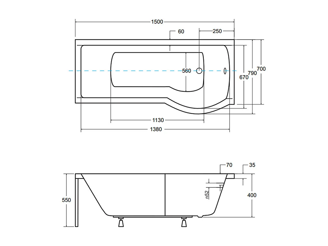 Badewanne Rechteck INSPIRO 150x70 Rechts mit Styroporverkleidung | Ablauf & Füße GRATIS !