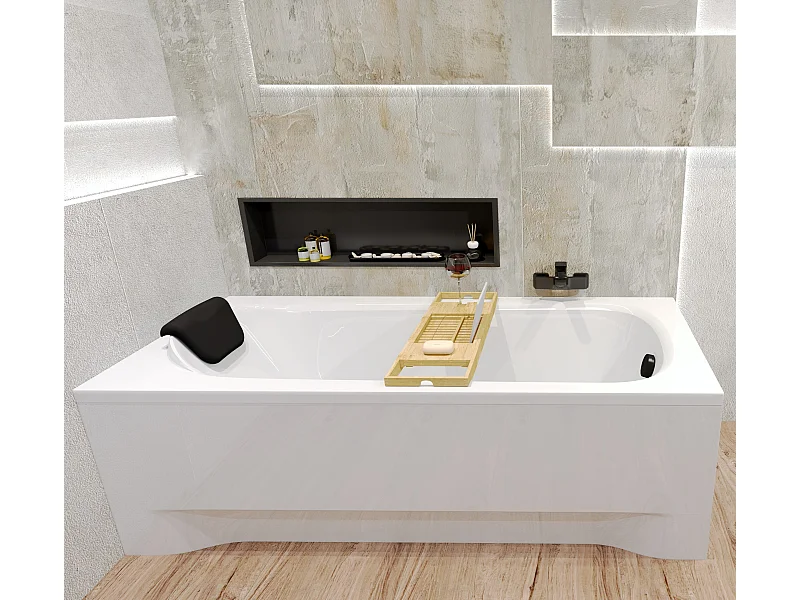 Badewanne Rechteck BONA 190x80 + Bambus Badewannenablage | Ablauf & Füße GRATIS !