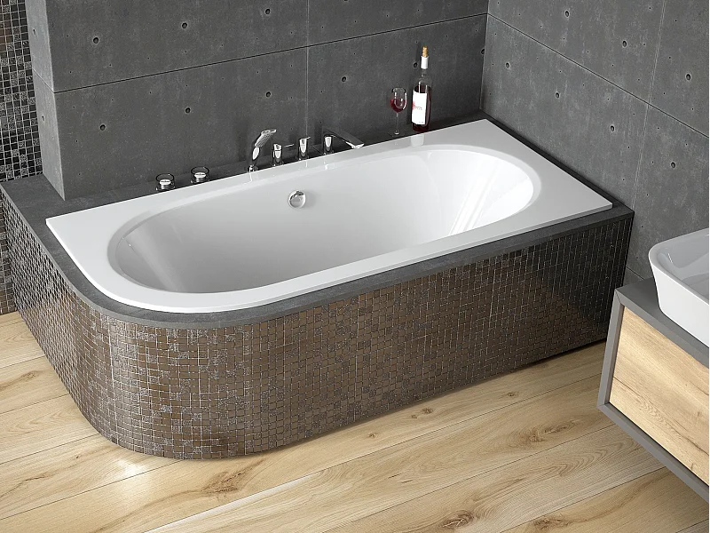 Badewanne Eckwanne AVITA SLIM 150x75 Rechts mit Styroporverkleidung Ablage 4cm | Ablauf & Füße GRATIS !